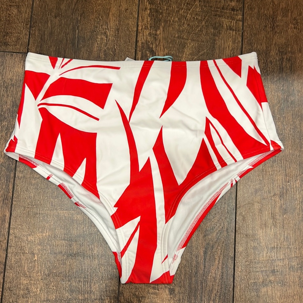 NWT Kona Sole Target Full Coverage High Waist Bikini bottom Size M Red White
